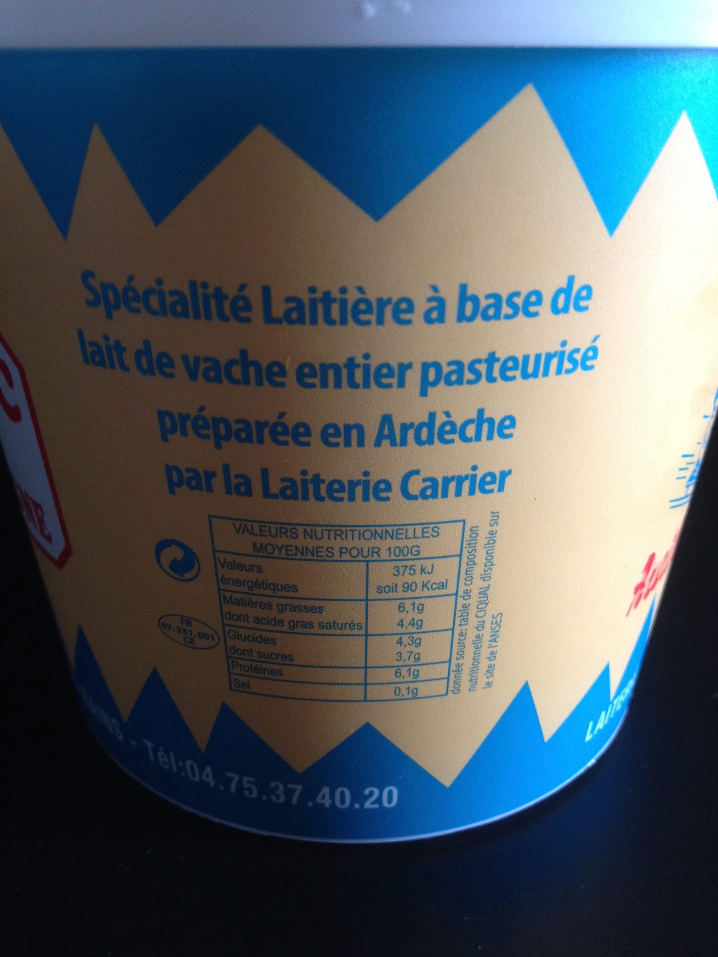 Areilladou Laiterie Carrier blanc de campagne moulé à la louche packshot
