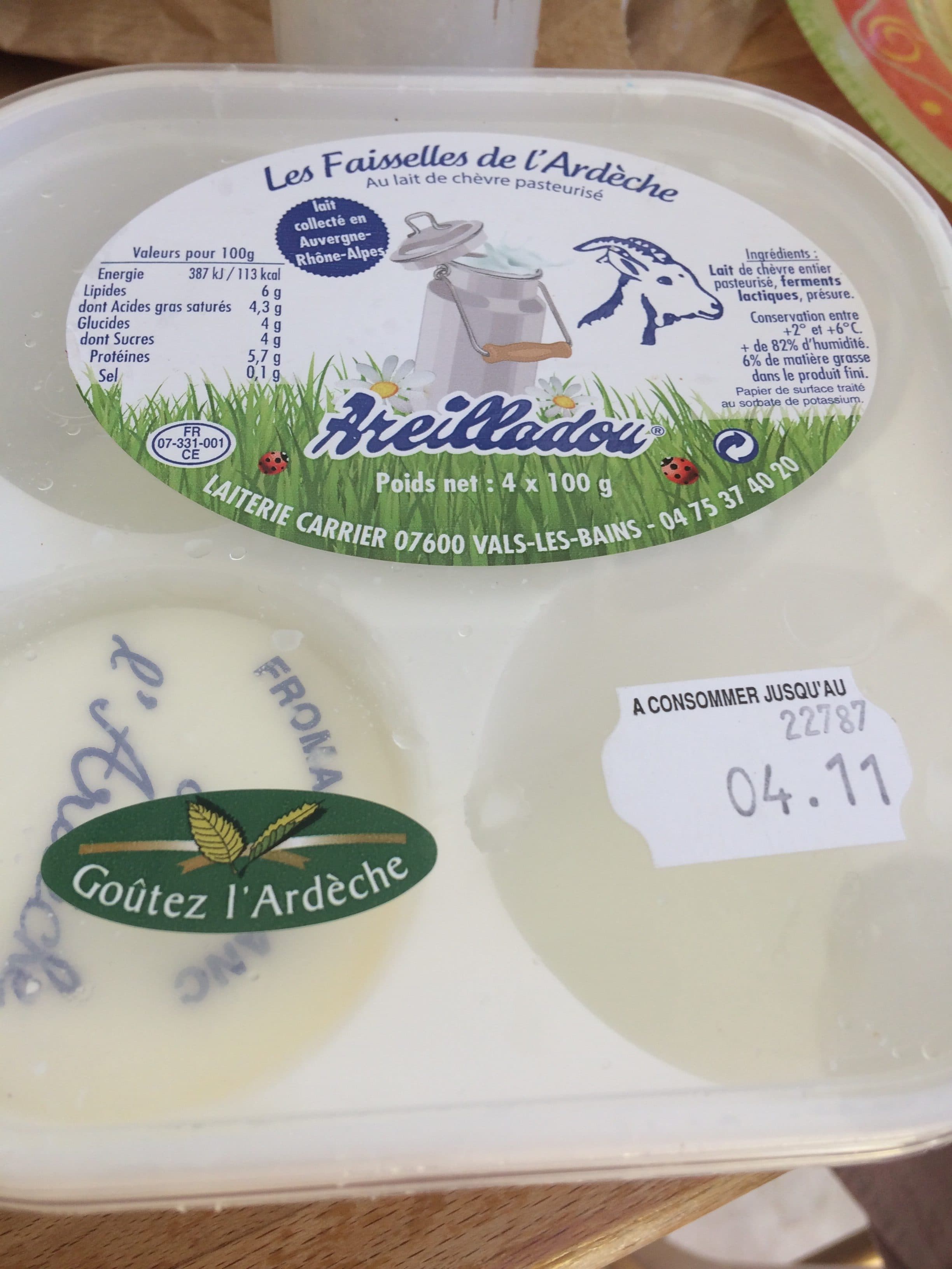Areilladou Laiterie Carrier faisselle de chèvre packshot