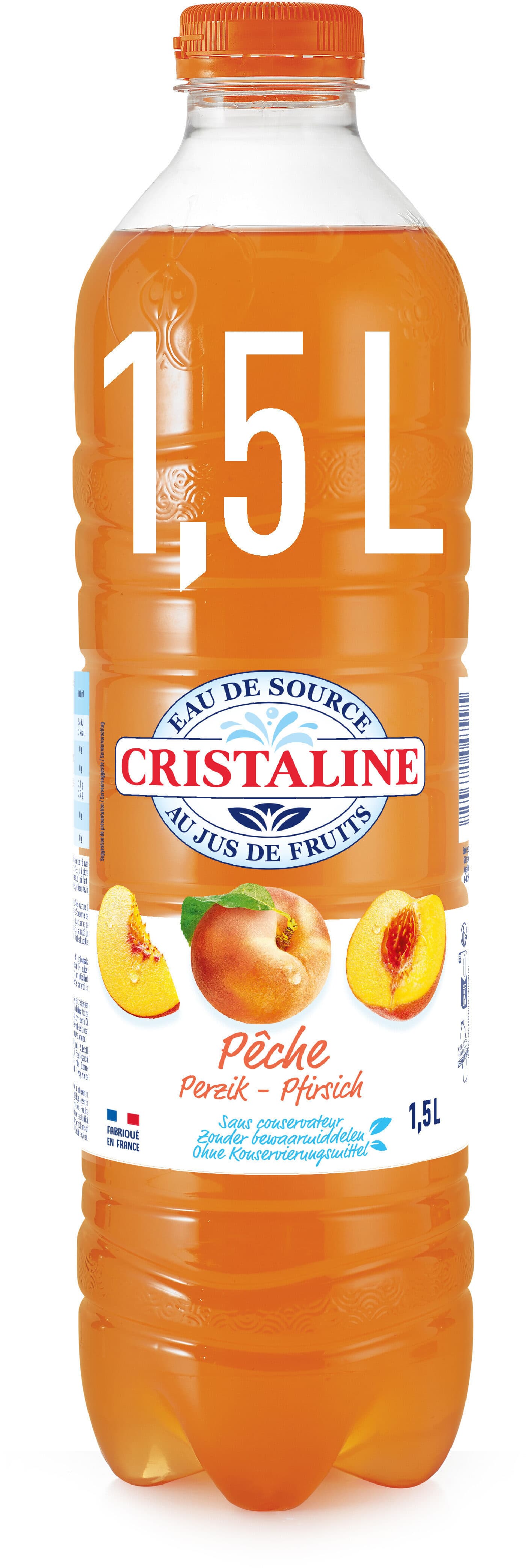 Cristaline CRISTALINE Eau de Source au jus de fruits PECHE 1.5L packshot