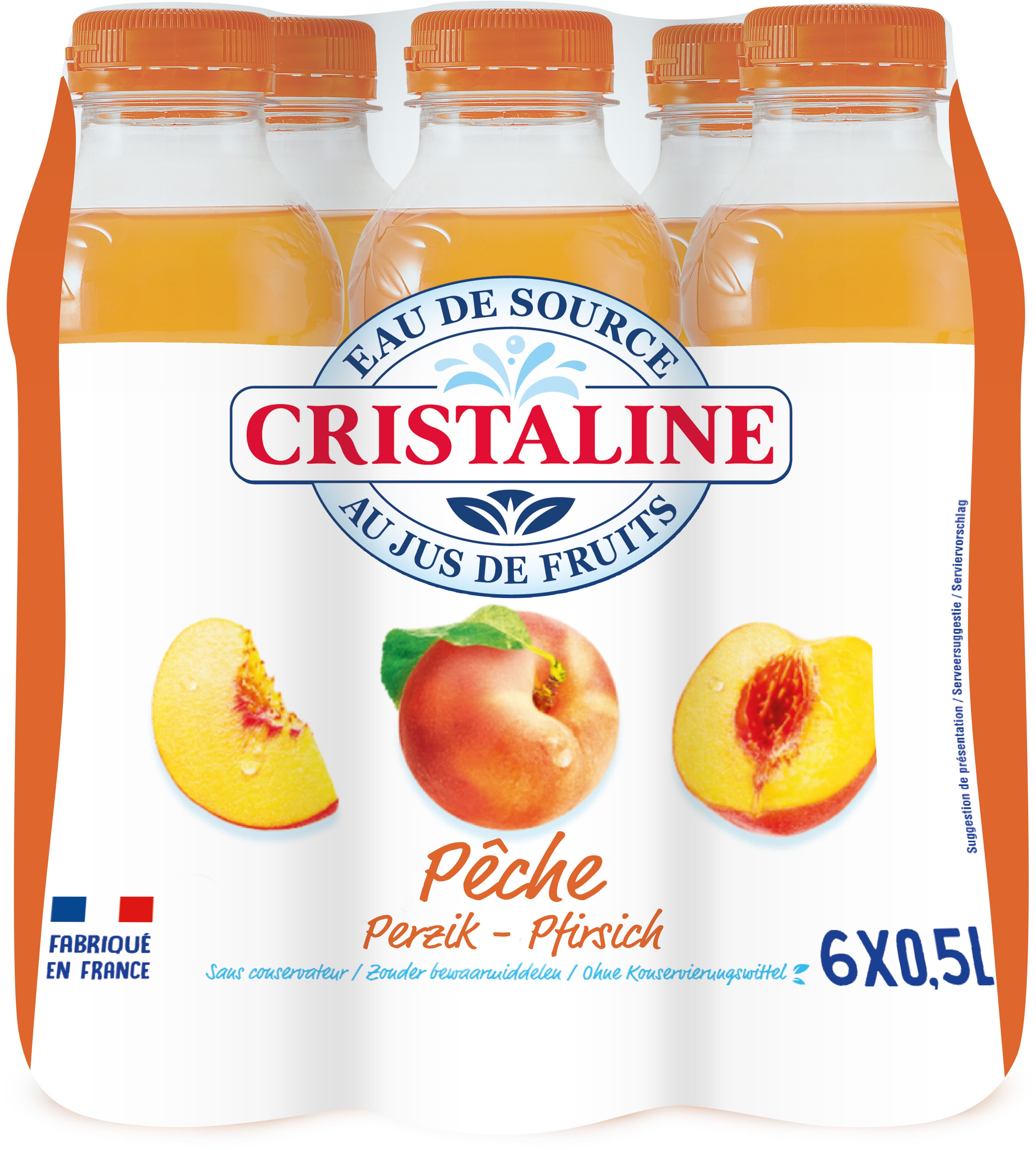 Cristaline CRISTALINE Eau de Source au jus de fruits PECHE 6x50cl packshot