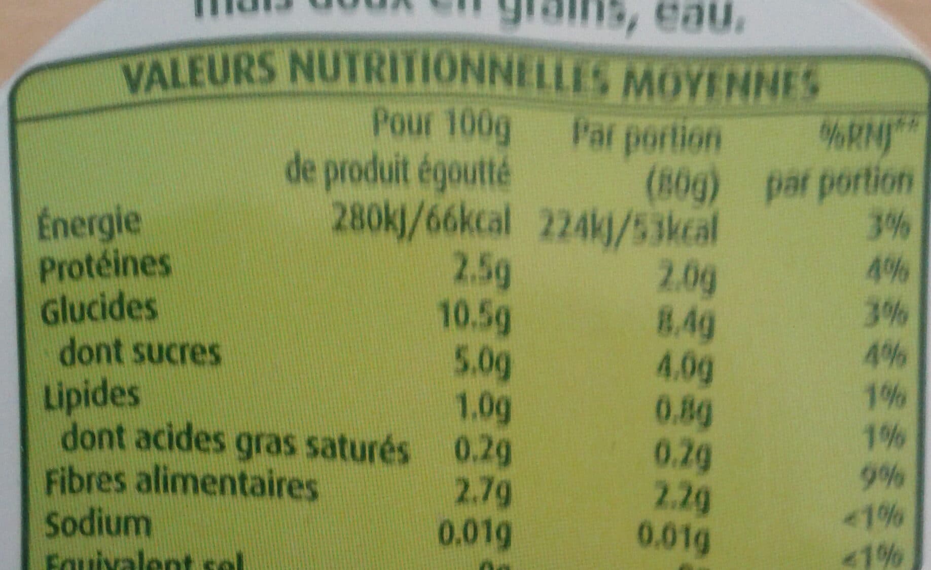 Géant Vert Maïs doux sans sel ajouté packshot