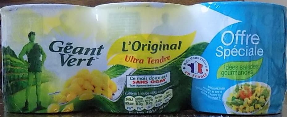 Géant Vert Lot de 3 conserves Maïs doux L'Original Ultra Tendre packshot