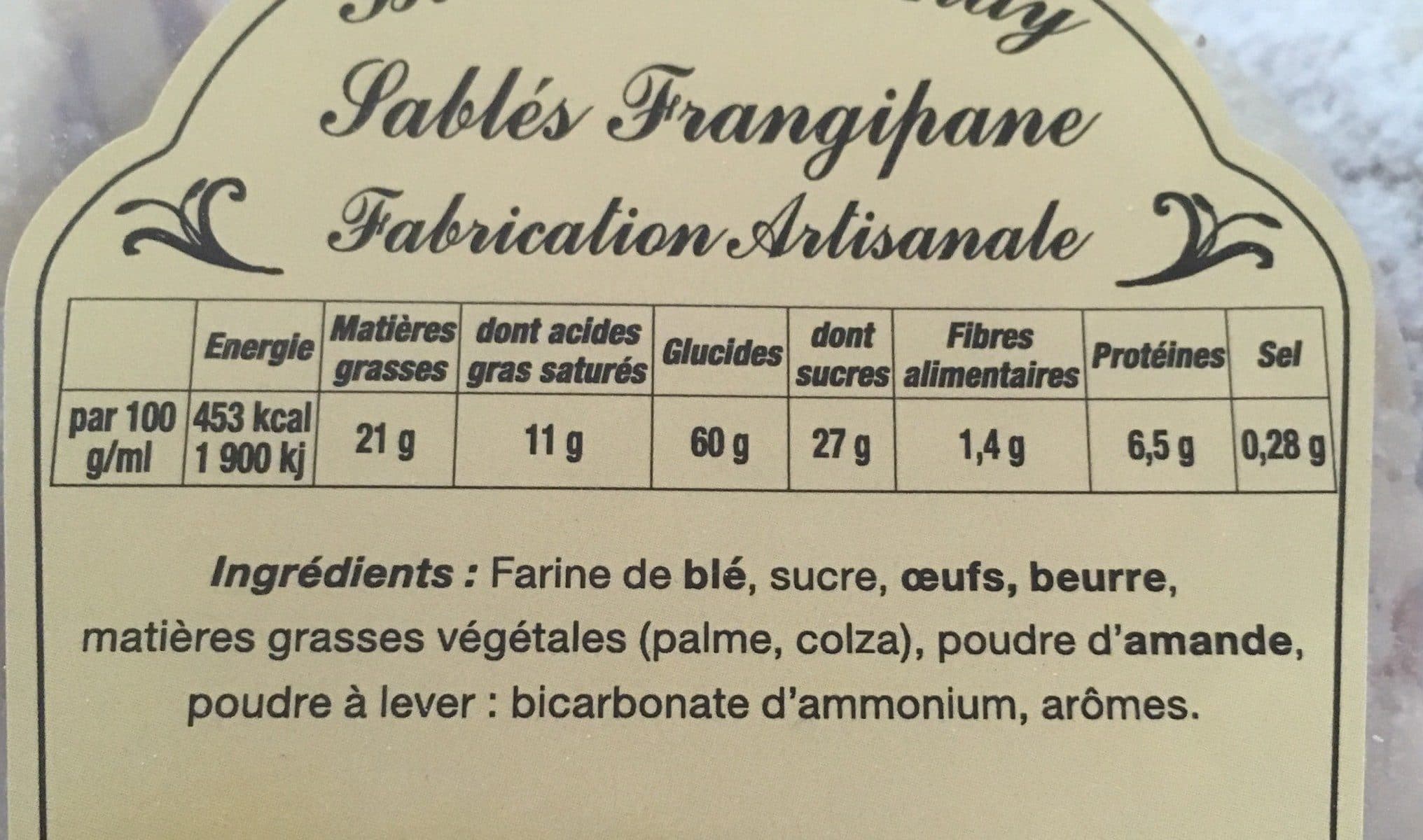 Open Food Facts Sablés Frangipane packshot