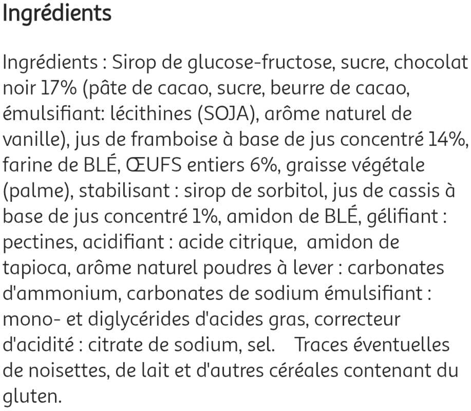 Auchan Génoise chocolat noir framboise packshot