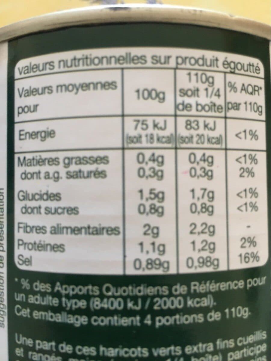 Auchan Haricots verts extra fins cueillis et rangés main packshot