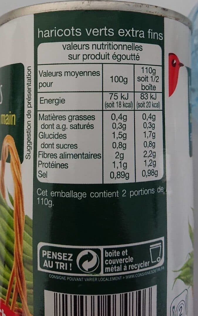 Auchan Haricots verts extra-fins cueillis et rangés main packshot
