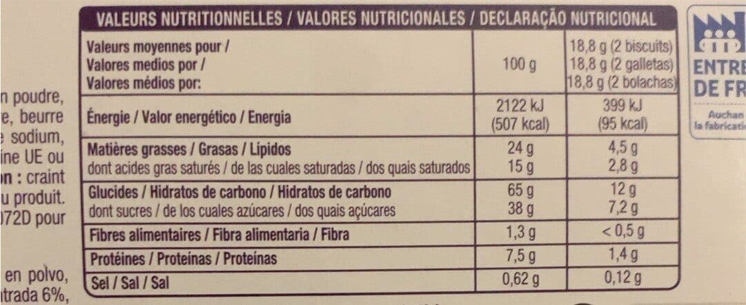 Auchan Petit beurre Tablette Chocolat Blanc packshot