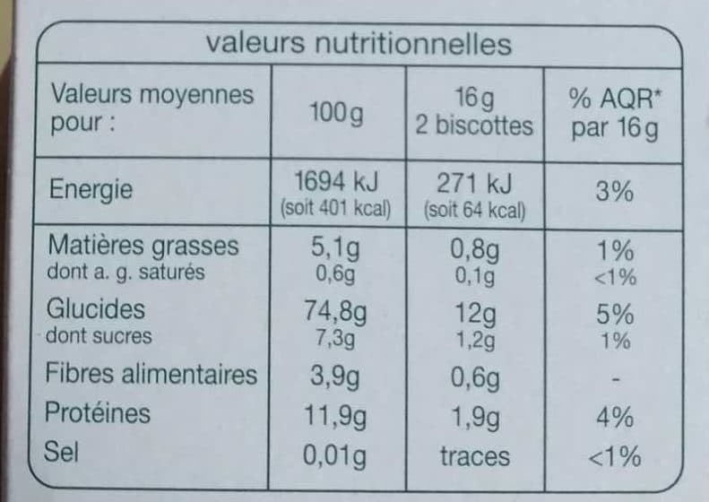Auchan Biscottes sans sel ajouté packshot