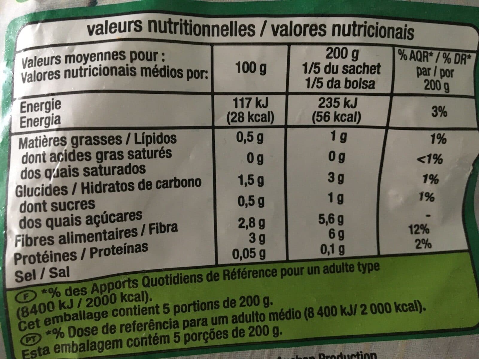 Auchan Épinards en branches packshot