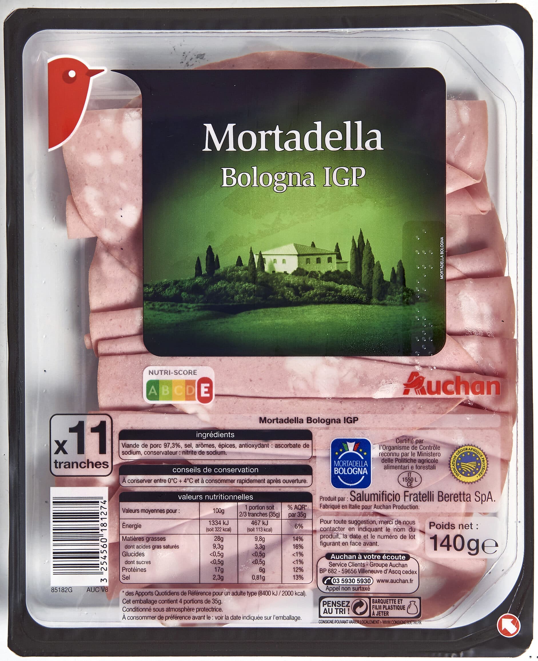 Auchan Mortadella bologna igp packshot