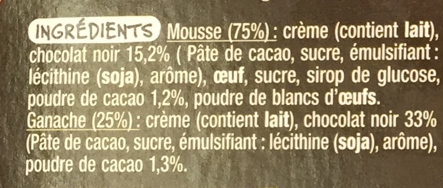 Auchan Mousse au chocolat noir sur ganache packshot
