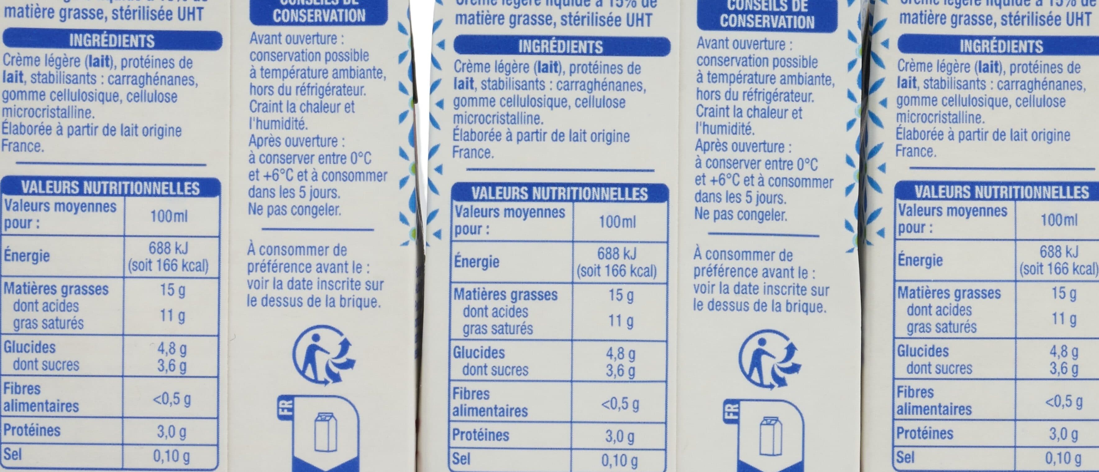 AUCHAN CRÈME LÉGÈRE FLUIDE 15% Crème légère fluide15% mat. gr. packshot