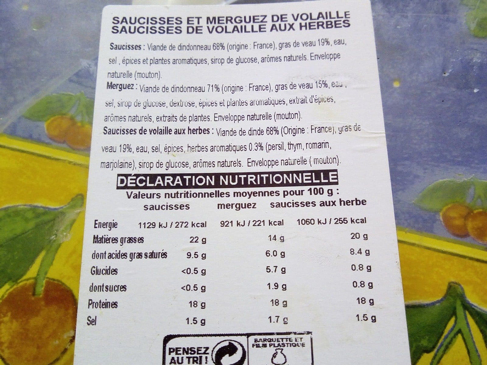Open Food Facts Saucisses de dinde packshot