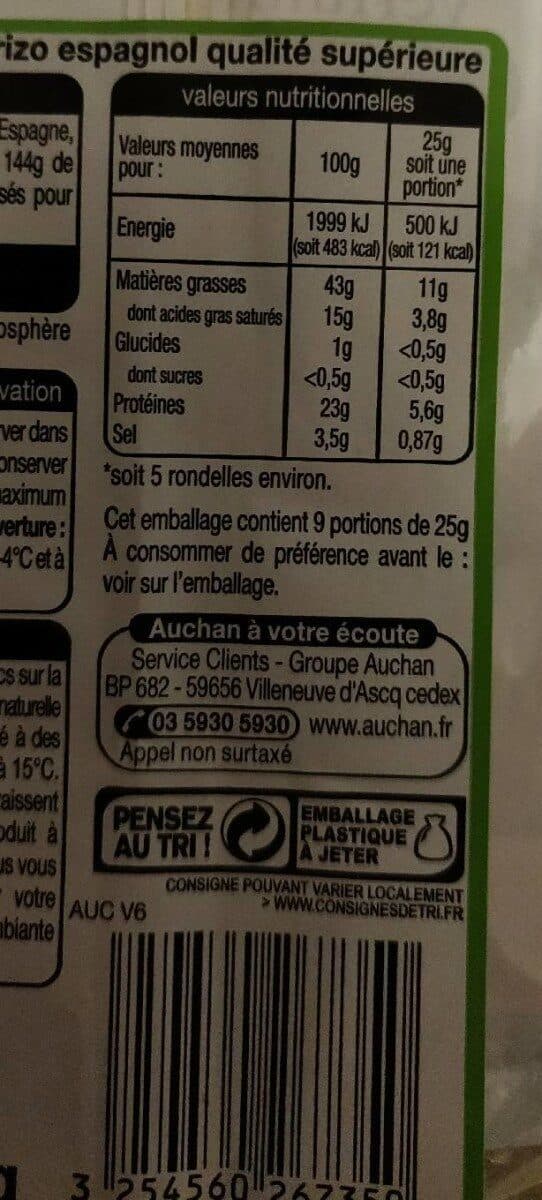 Auchan Chorizo dulce packshot