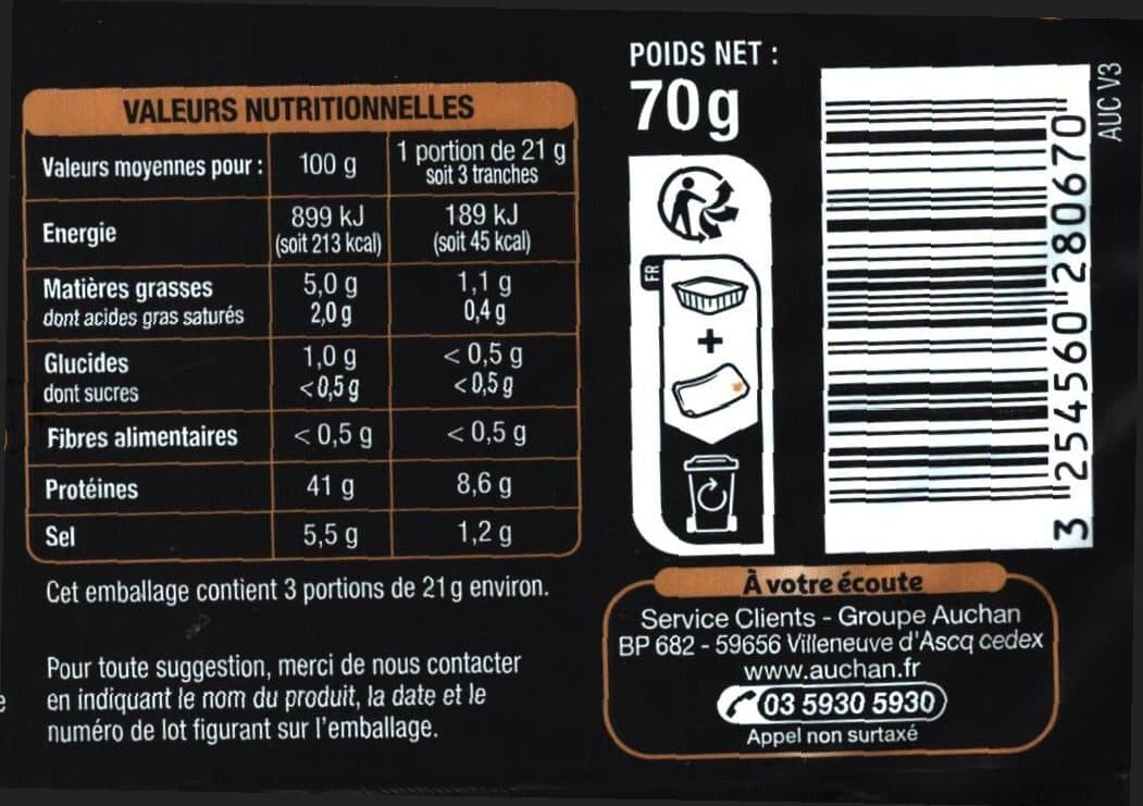 Auchan Viande des Grisons 10 tranches packshot