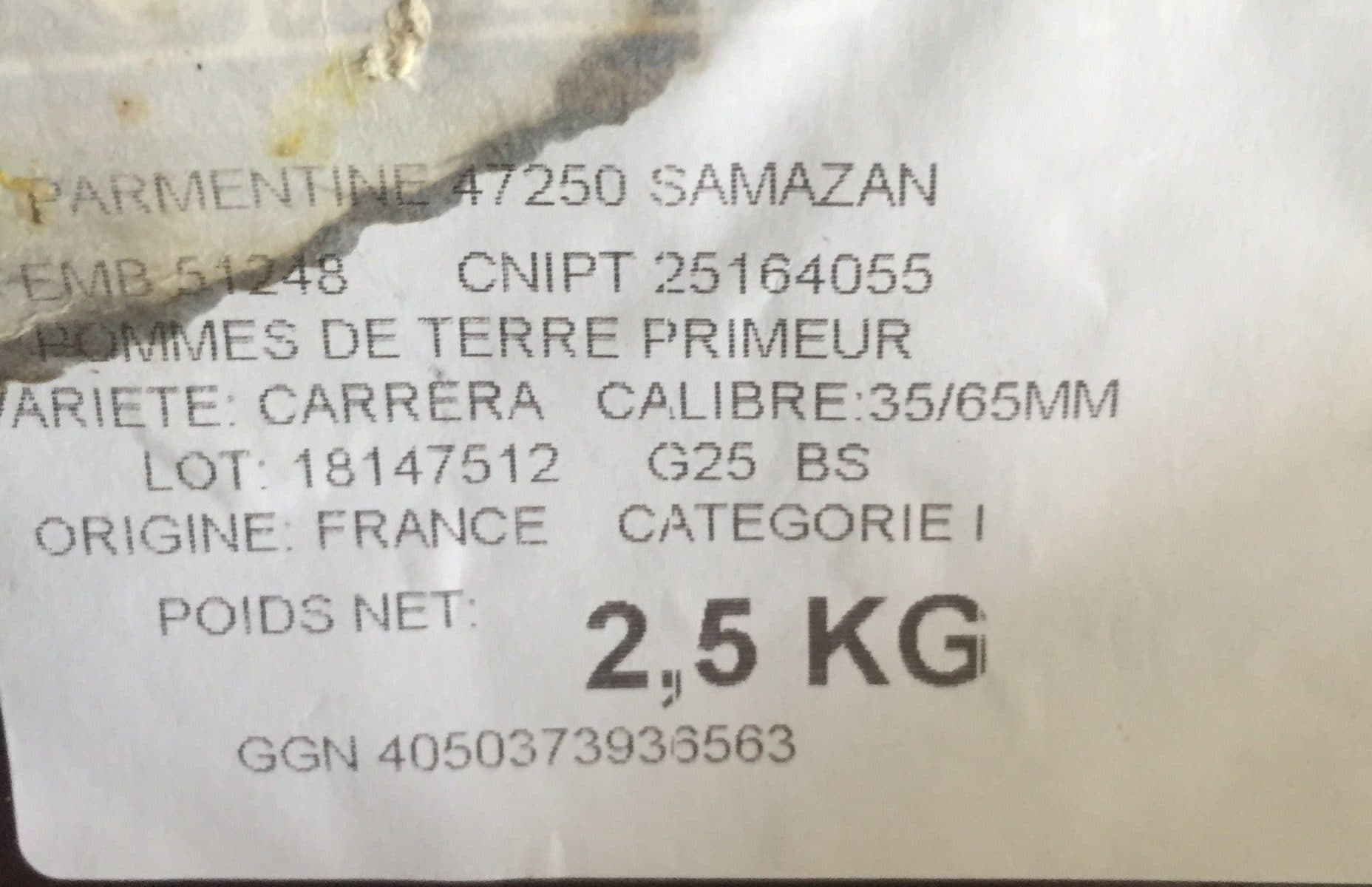 Auchan Pommes de terre Primeur packshot