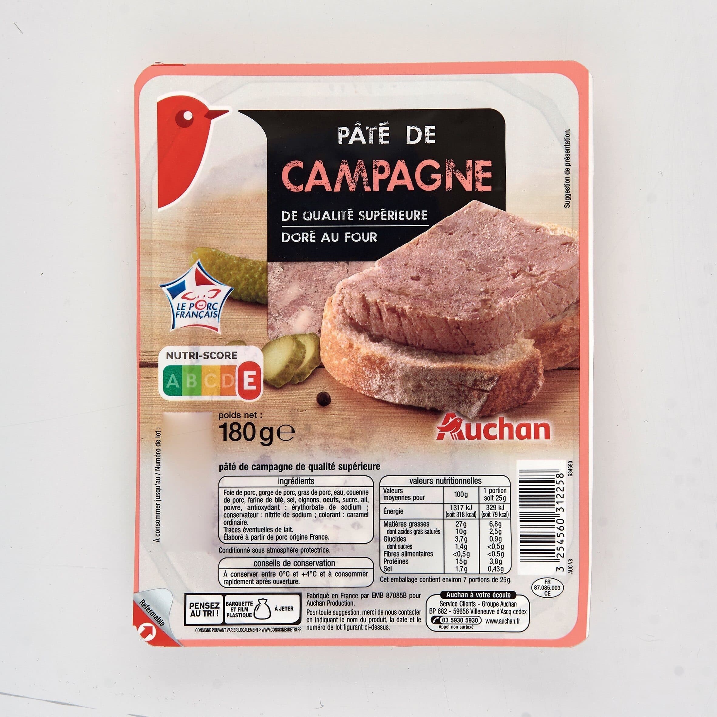Auchan Terrine de campagne dorée au four packshot
