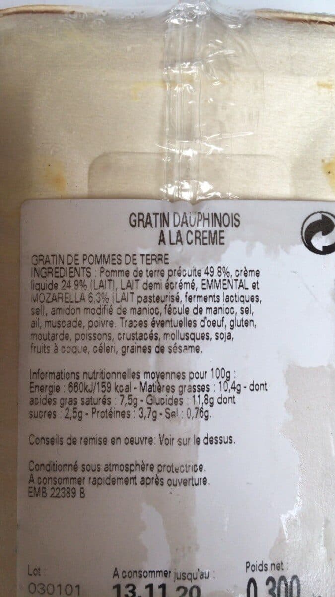 Le Traiteur Auchan Gratin dauphinois à la creme packshot