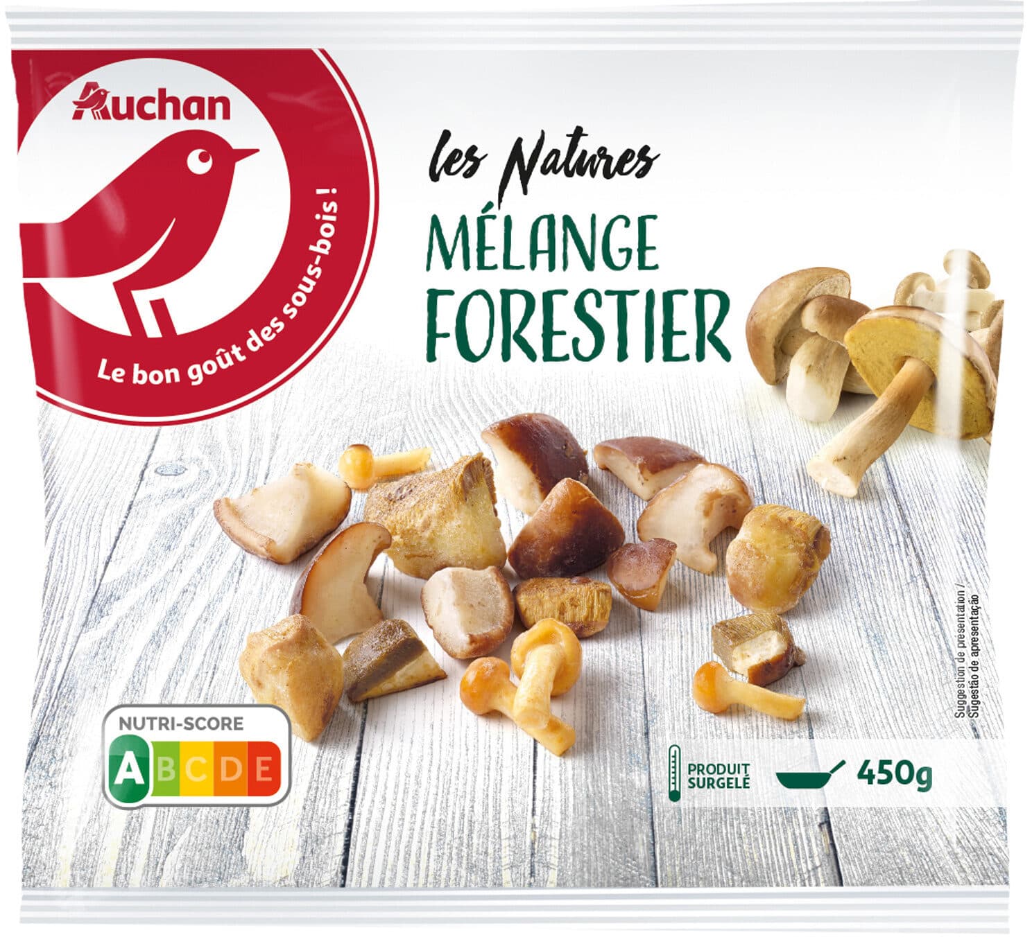 Auchan Mélange forestier Bolets jaunes + cèpes + shiitakes + pholiotes packshot