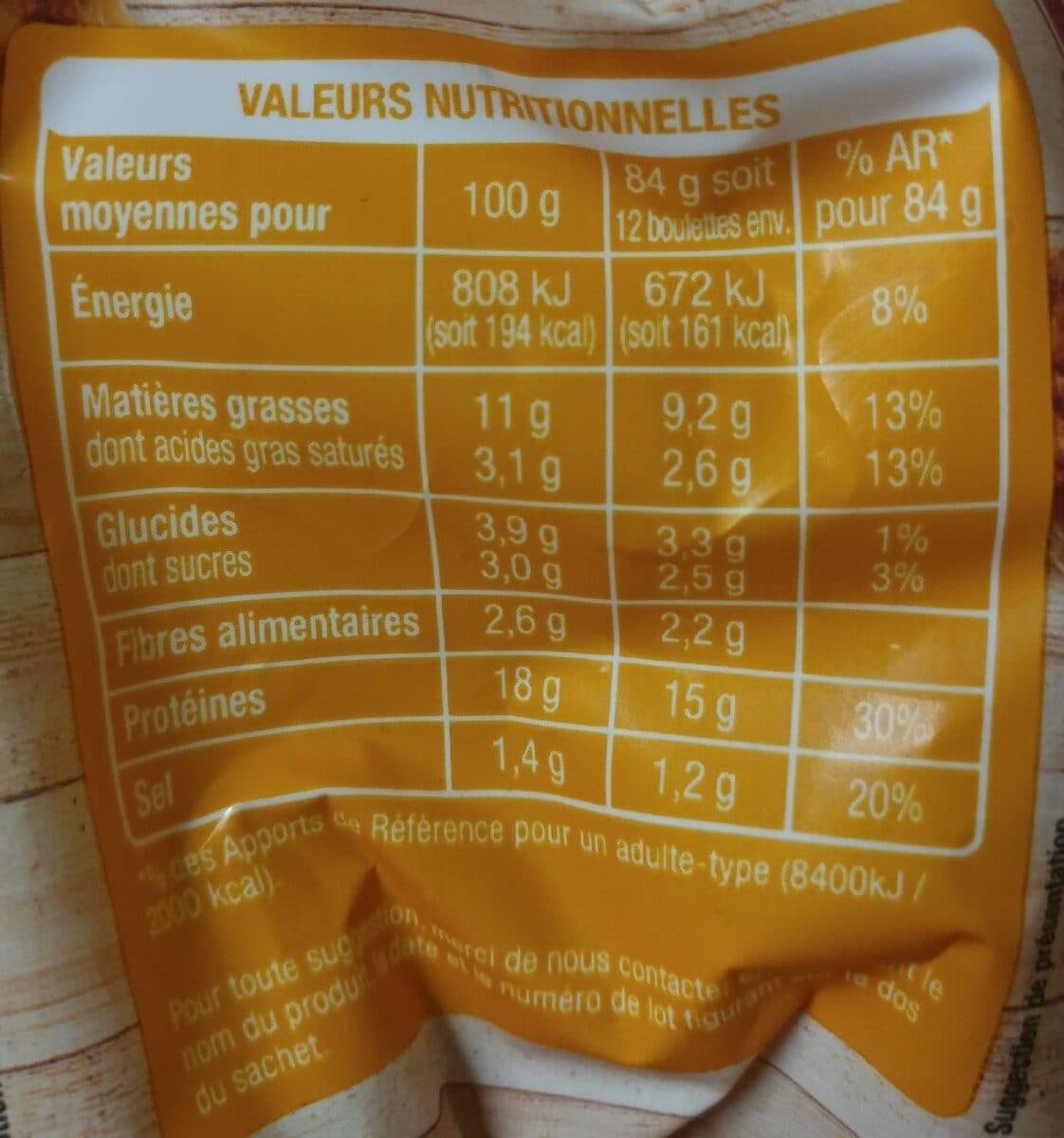 Auchan Boulette de poulet rôties au curry packshot