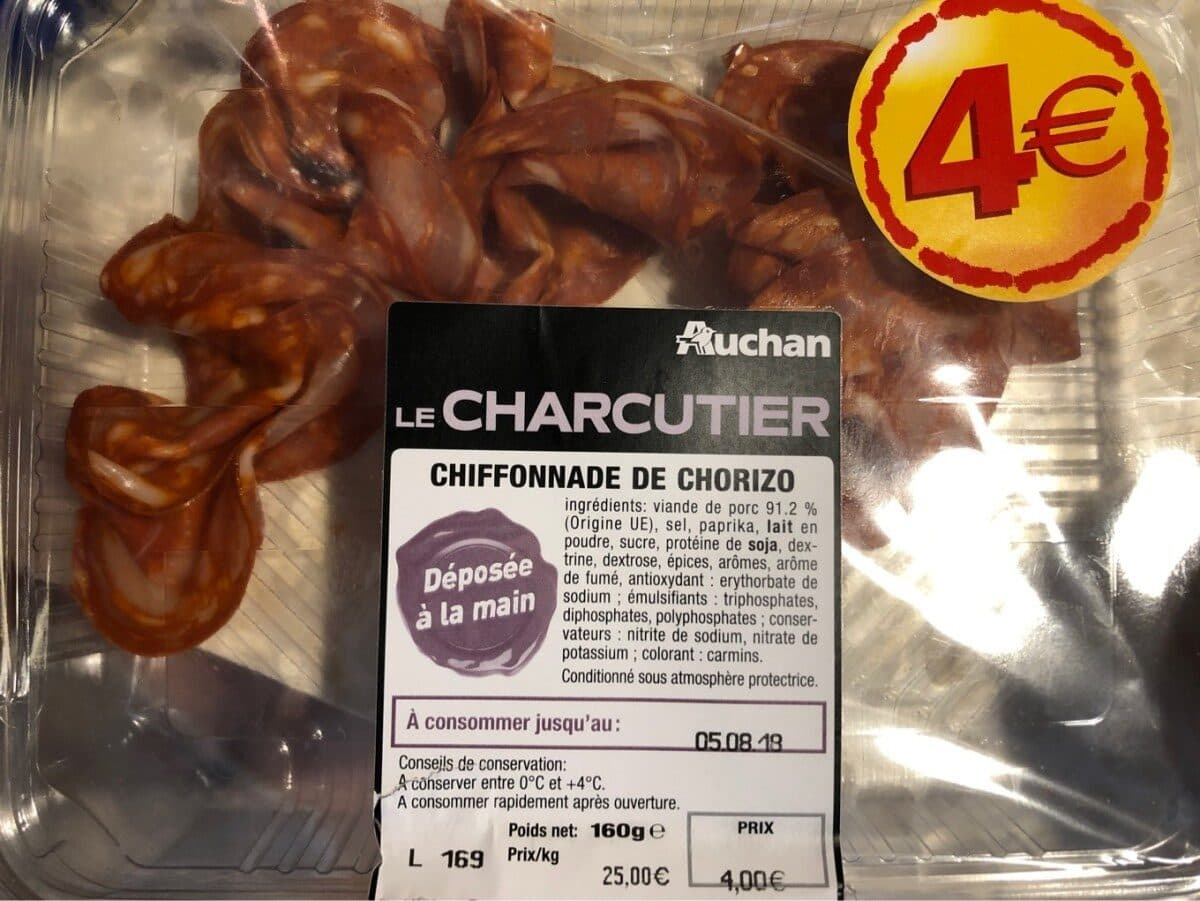 Auchan Chiffonade de chorizo packshot