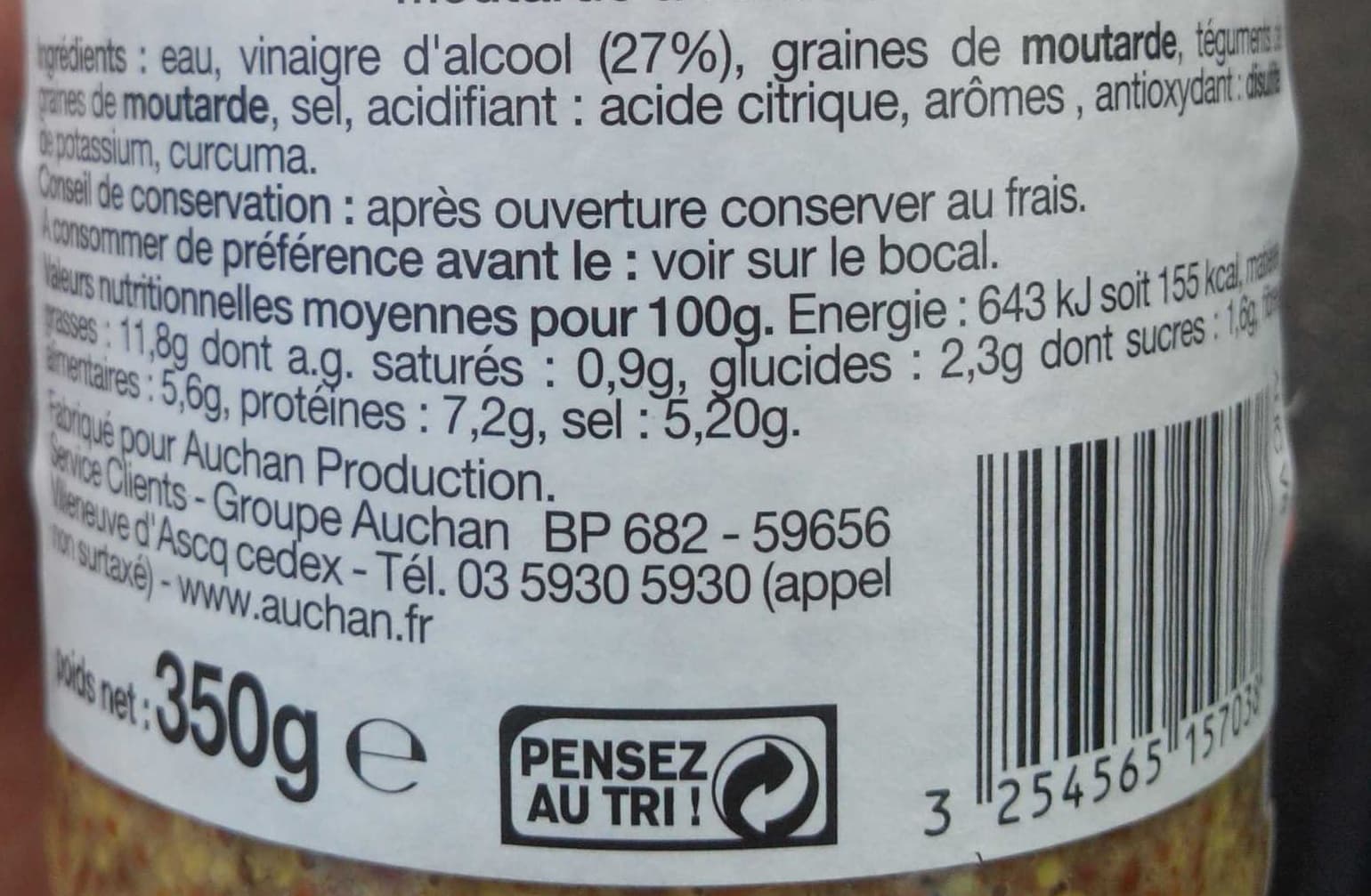 Auchan Moutarde à l'ancienne packshot