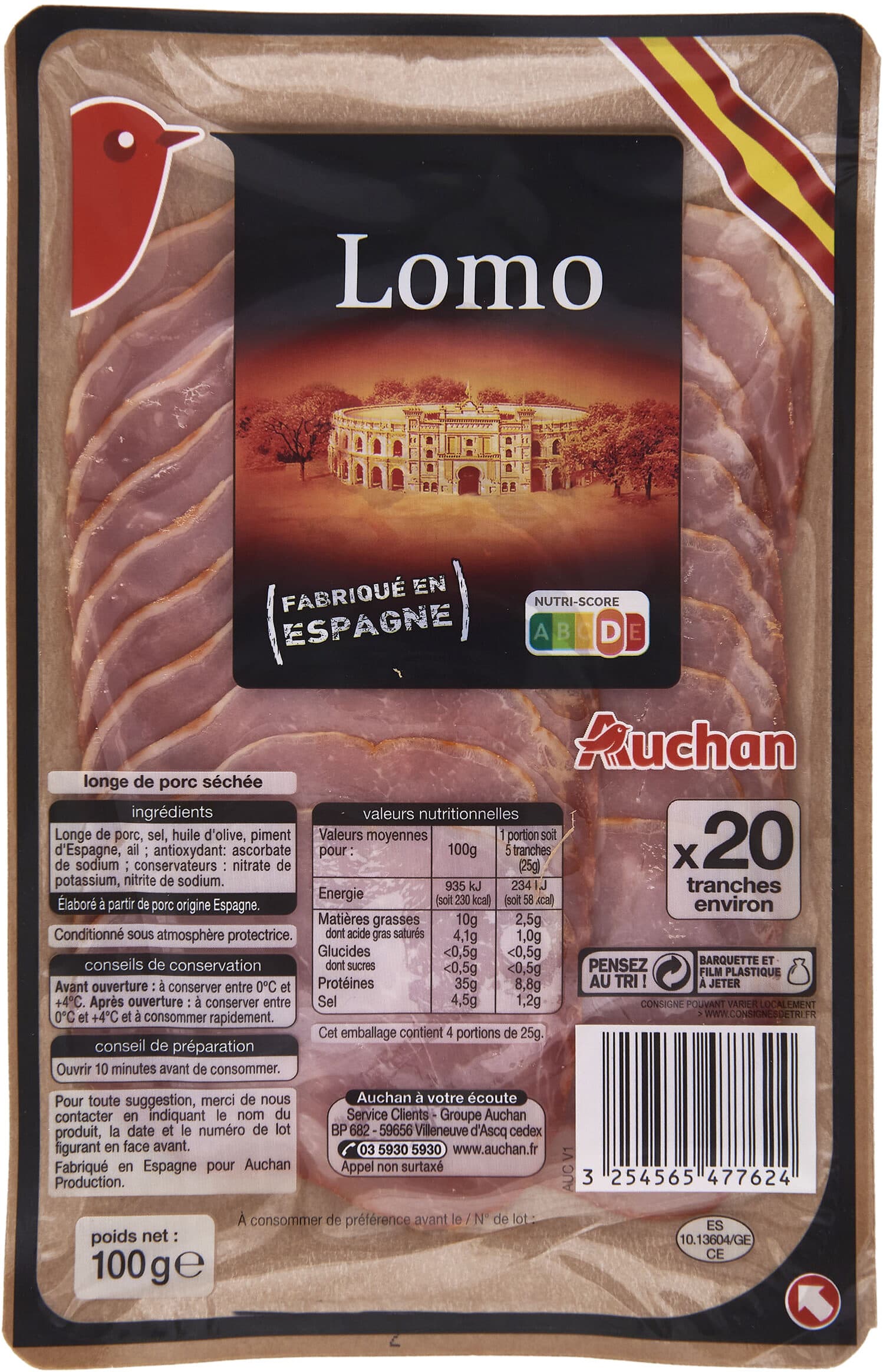 Auchan Lomo Extra - 20T 100g packshot