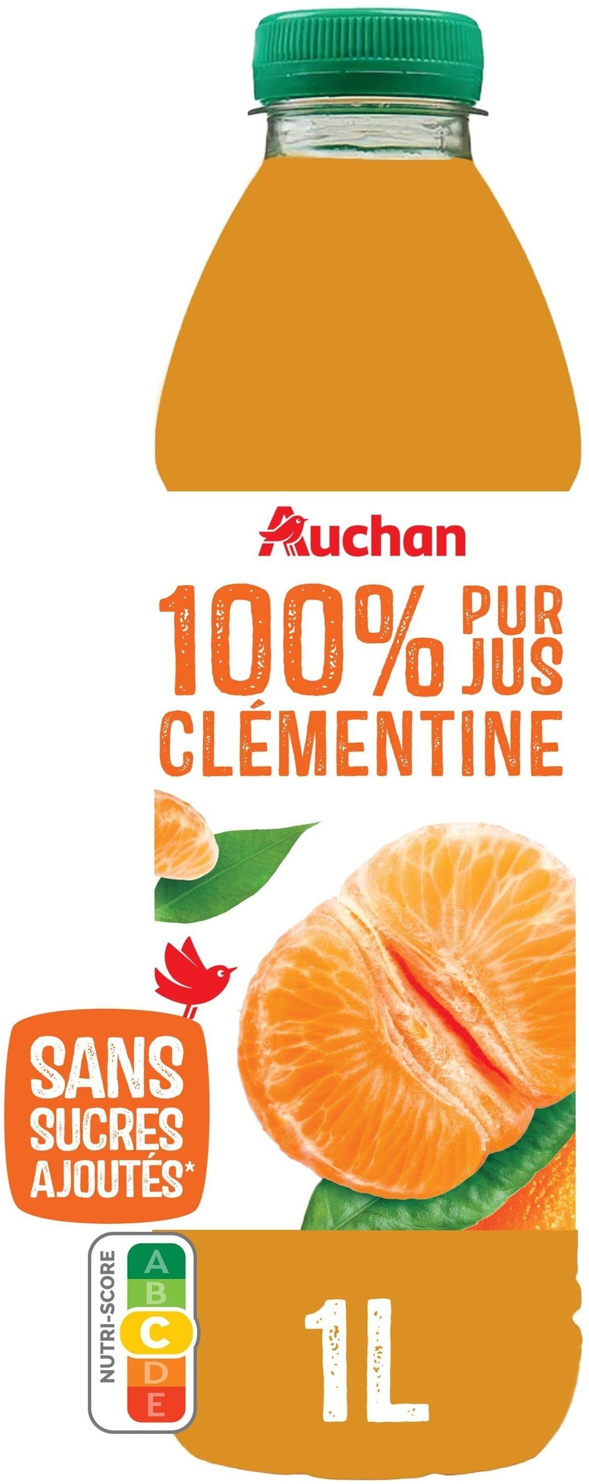 Auchan 100% pur jus CLEMENTINE Sans sucres ajoutés**Comme tous les jus de fruits. Contient les sucres naturellement présents dans les fruits. packshot