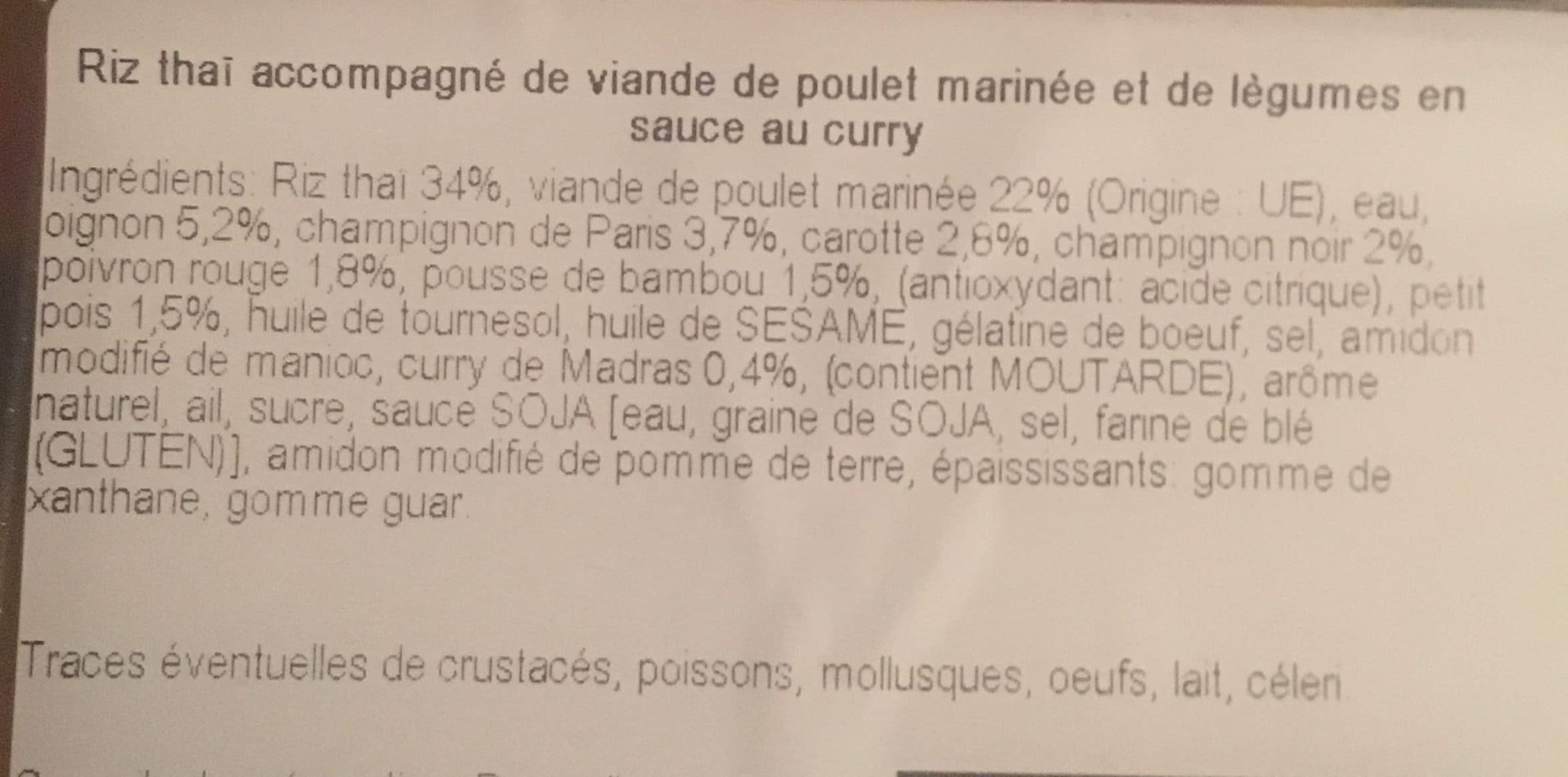 Le Traiteur Auchan Poulet au curry légumes croquants et riz thaï packshot