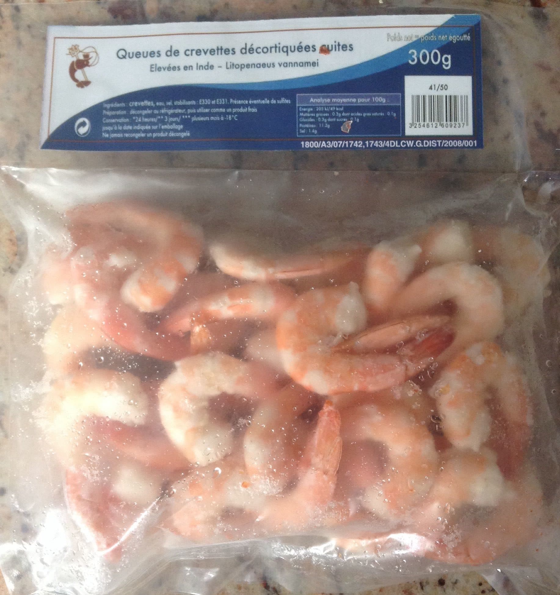 Sans marque Queues de crevettes décortiquées cuites packshot