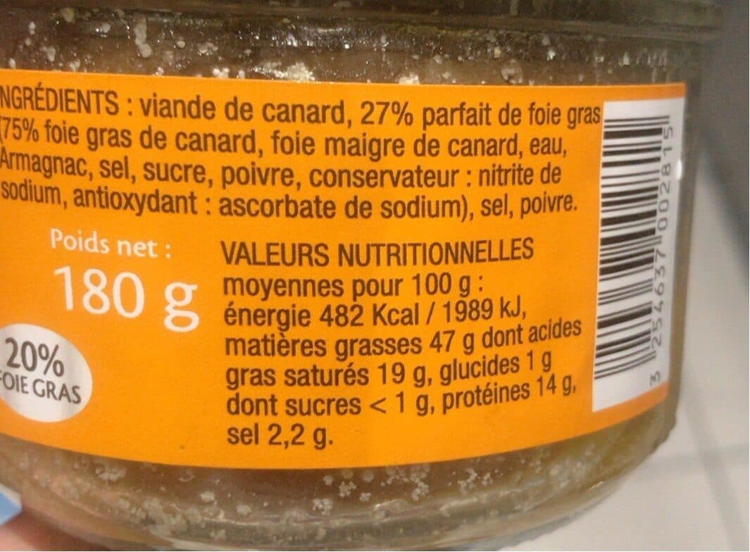 Open Food Facts Rillettes de canard et son medaillon de foie packshot