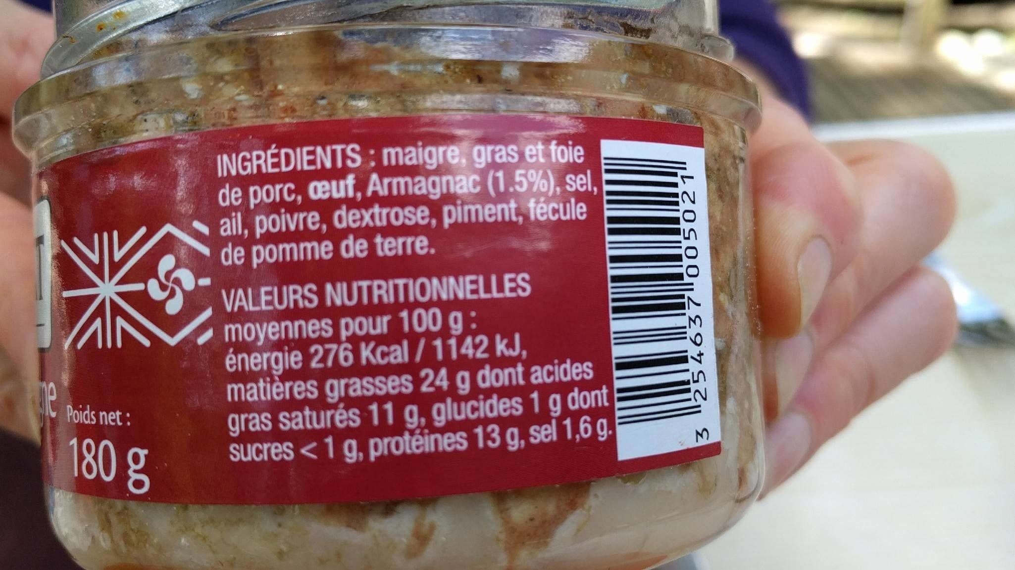 Orocbat Orocbat, Pâté de campagne à l'Armagnac, le pot de 180 g packshot