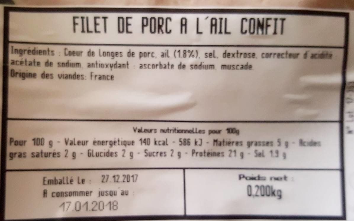 Orocbat Filet de porc à l'ail confit packshot