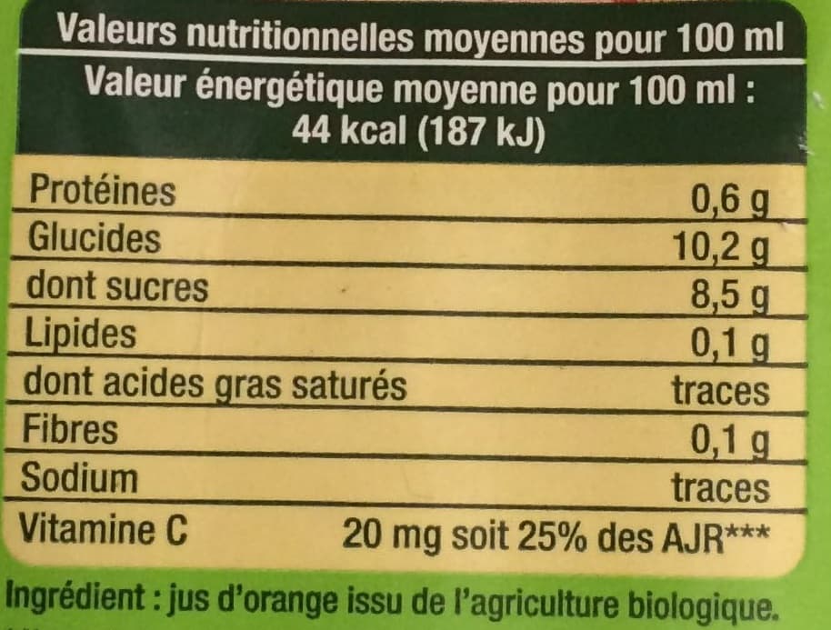 Pressade Jus d'orange 100% pur jus bio packshot