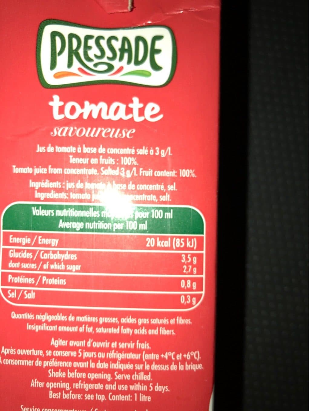 Pressade Jus de tomate packshot