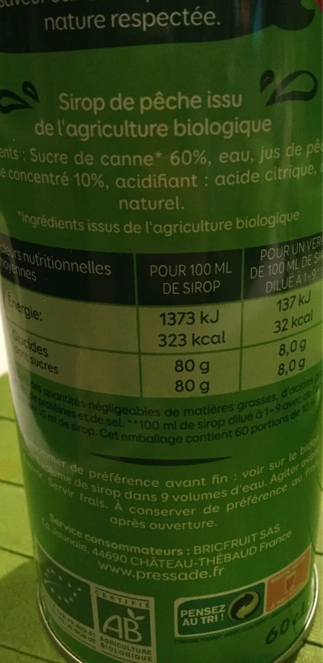Pressade Le sirop bio pêche packshot