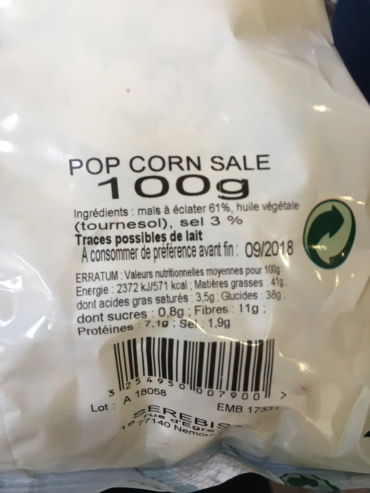 Open Food Facts Pop corn packshot