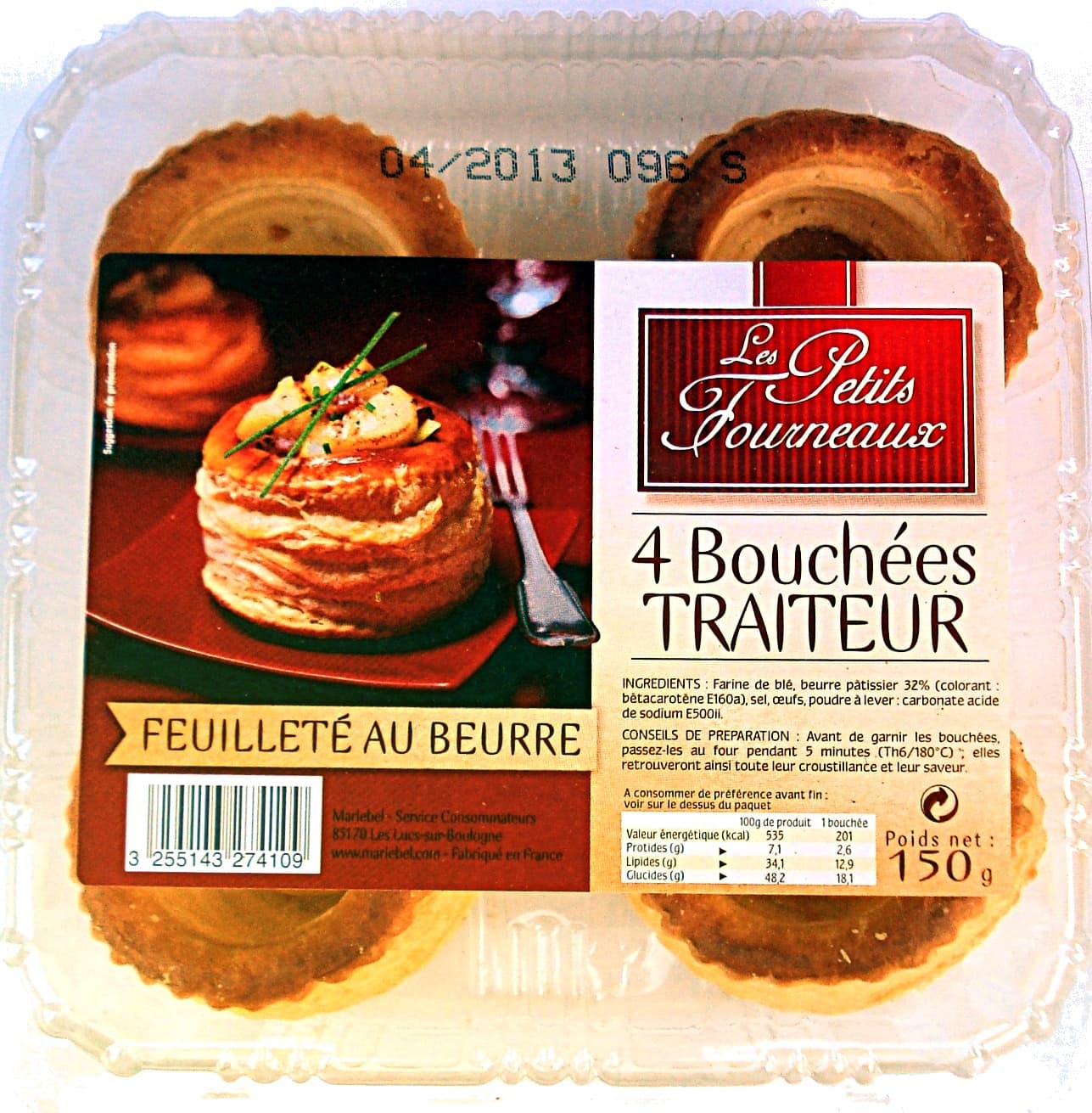 Les petits fourneaux 4 Bouchées Traiteur feuilleté au beurre packshot