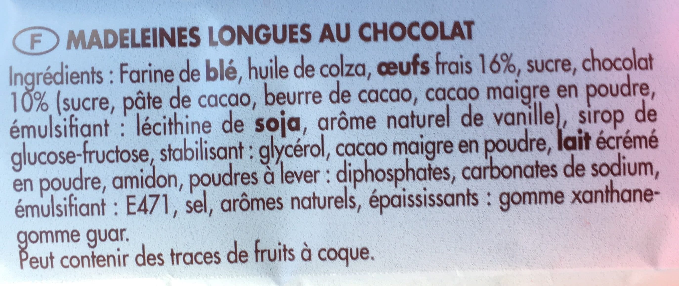 Le ster Madeleines Longues au Chocolat packshot