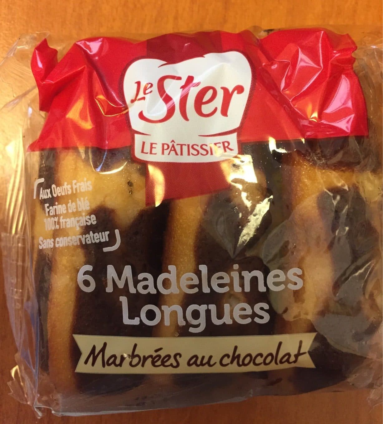 Le Ster 6 madeleines longues marbrées au chocolat packshot