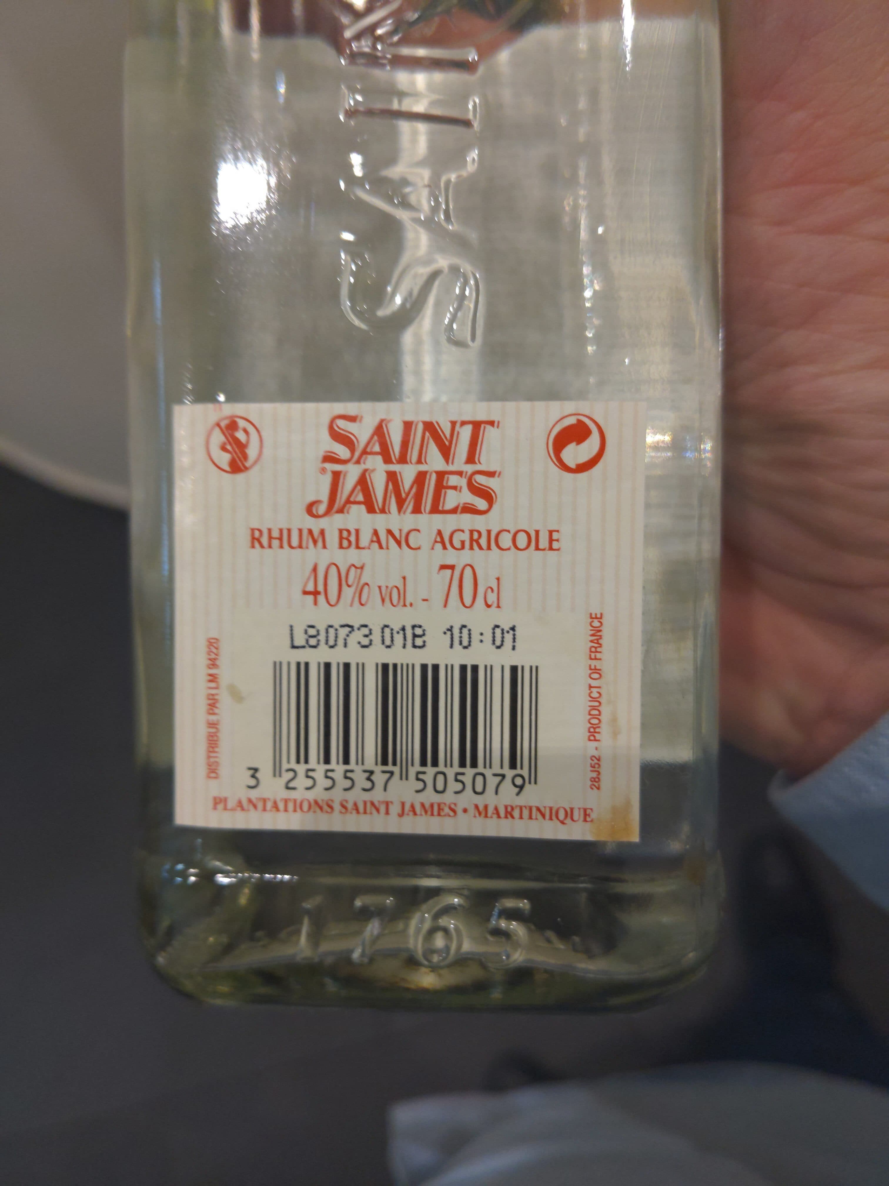 Saint James Rhum blanc agricole packshot