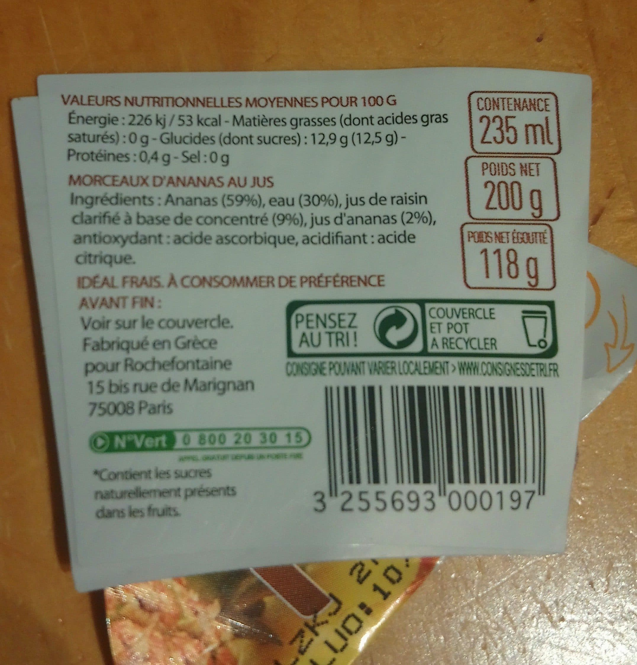 Rochefontaine Kup ananas au jus packshot