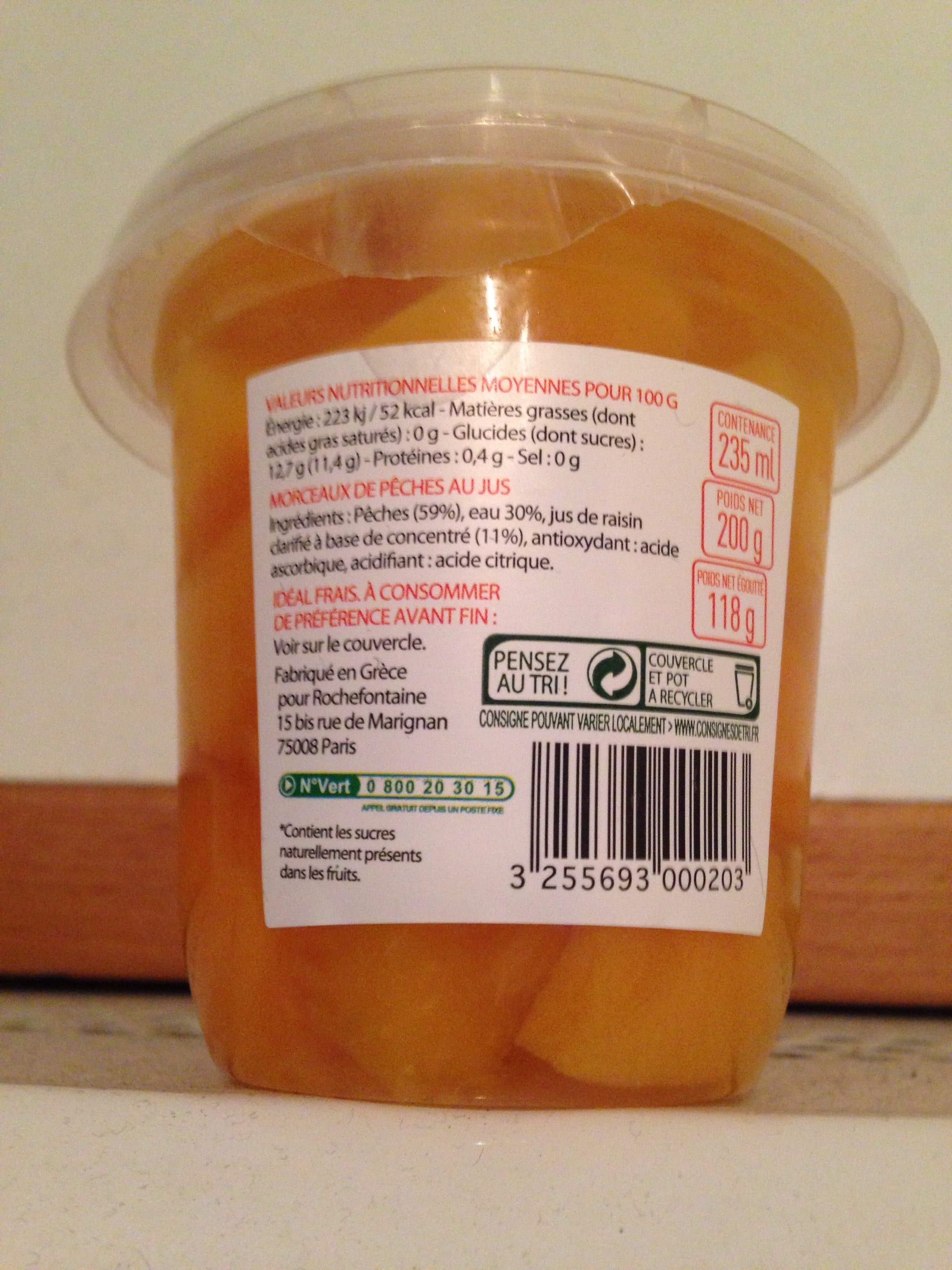 Rochefontaine Pêches (Solides et Liquides, Pack de Jus, en Conserve) packshot