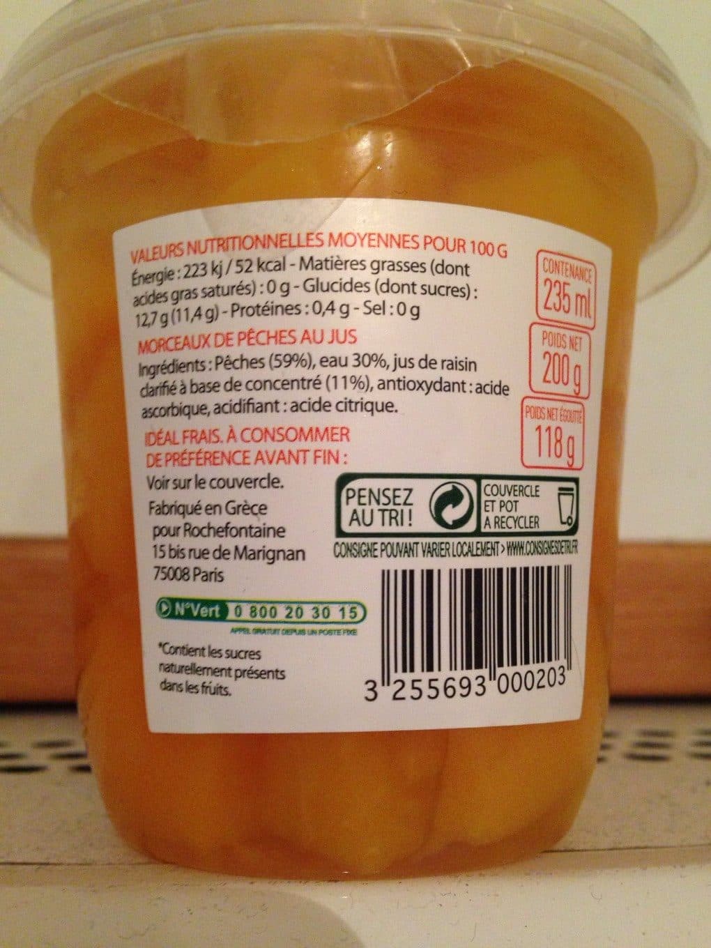Rochefontaine Pêches (Solides et Liquides, Pack de Jus, en Conserve) packshot