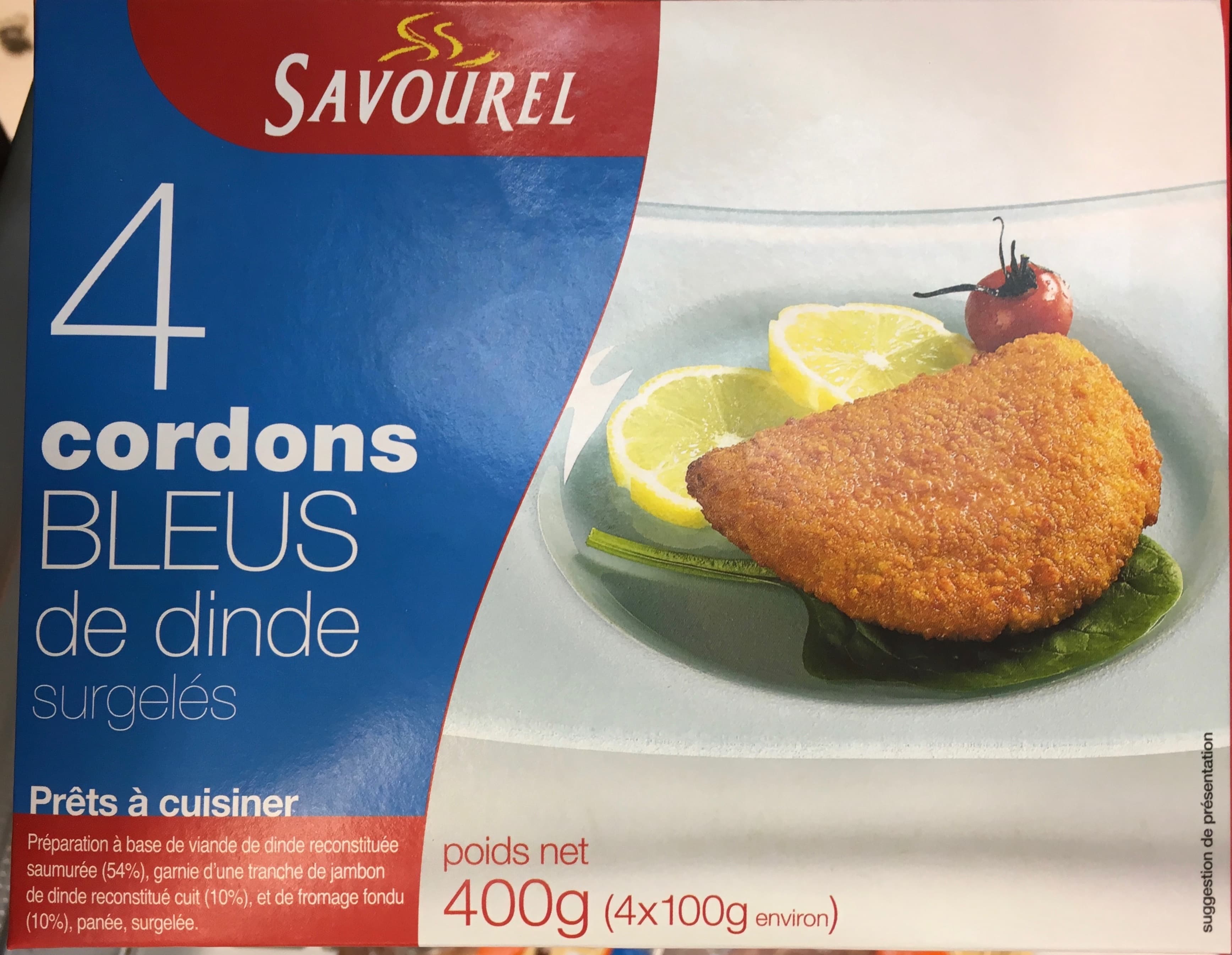 Savourel 4 cordons bleus de dinde surgelés packshot