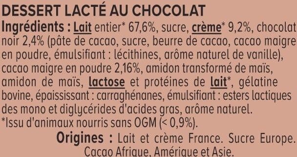 U Dessert liégeois chocolat et crème fouettée 4x100g packshot