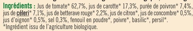 U Jus de légumes salé , bocal de 75cl packshot