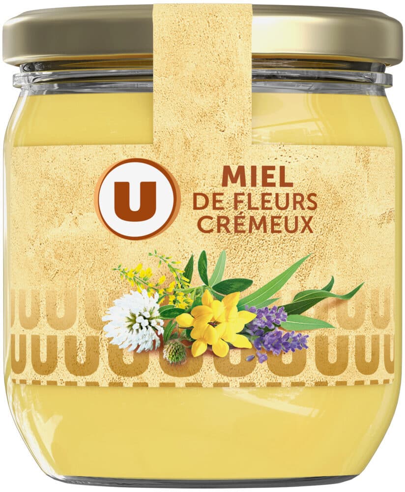 U Miel crémeux Mille fleurs pot en verre de 500g packshot