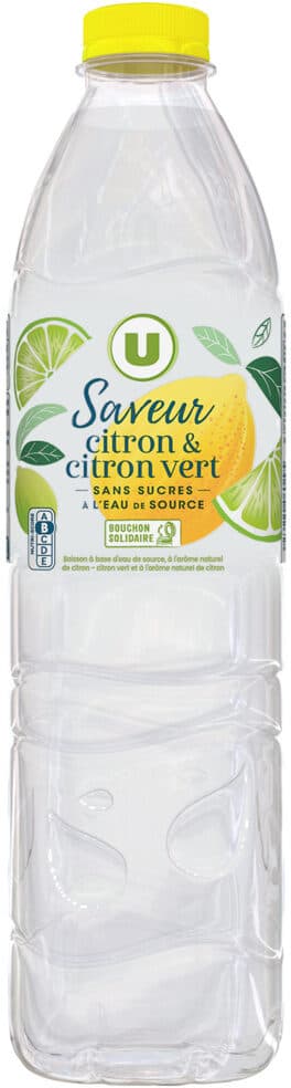 U Boisson à base d'eau de source arômatisée citron-citron vert sans sucre 1,5L packshot