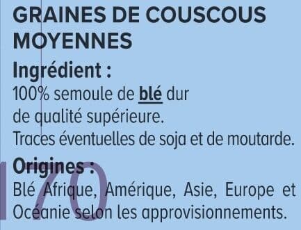 U Graines de couscous moyen 4 sachets cuisson, 125g packshot